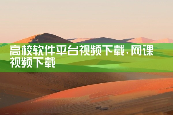 高校软件平台视频下载