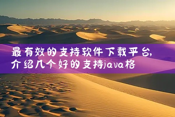 最有效的支持软件下载平台