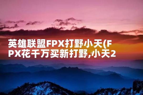 英雄联盟FPX打野小天|Telegram纸飞机下载